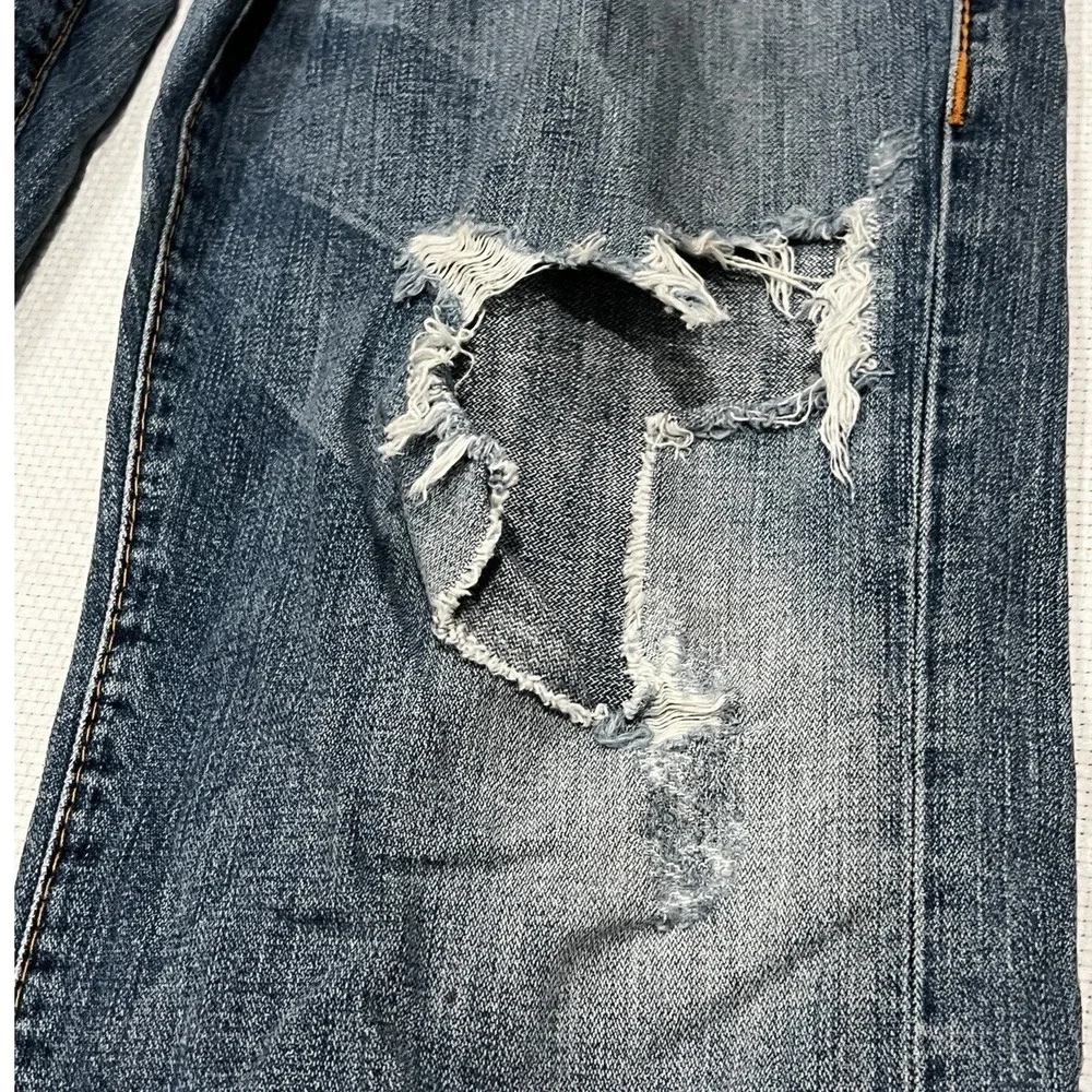 True Religion Mens Distressed‎ Straight Leg Jeans Blue Size 35 Made in USA